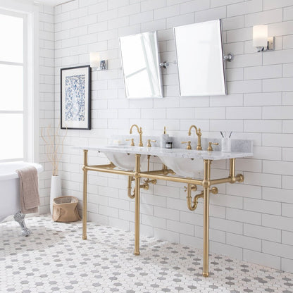 60 In. W. Double Wash Stand and P-Trap in Satin Gold Finish