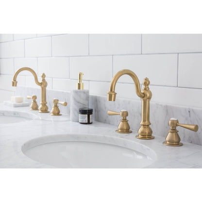 60 In. W. Double Wash Stand, P-Trap, Carrara White Marble Countertop