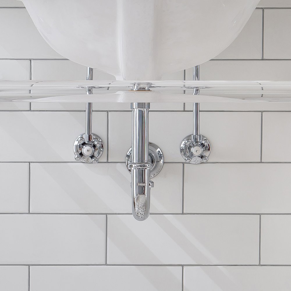 72 In. W. Double Wash Stand, P-Trap, and Carrara White Marble Countertop