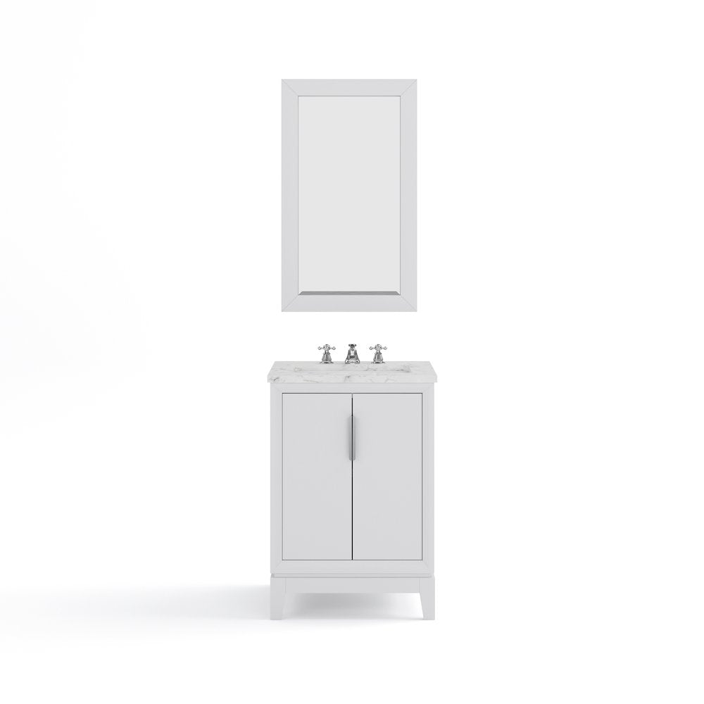 24 In. Single Sink Carrara White Marble Countertop Bath Vanity In Pure White