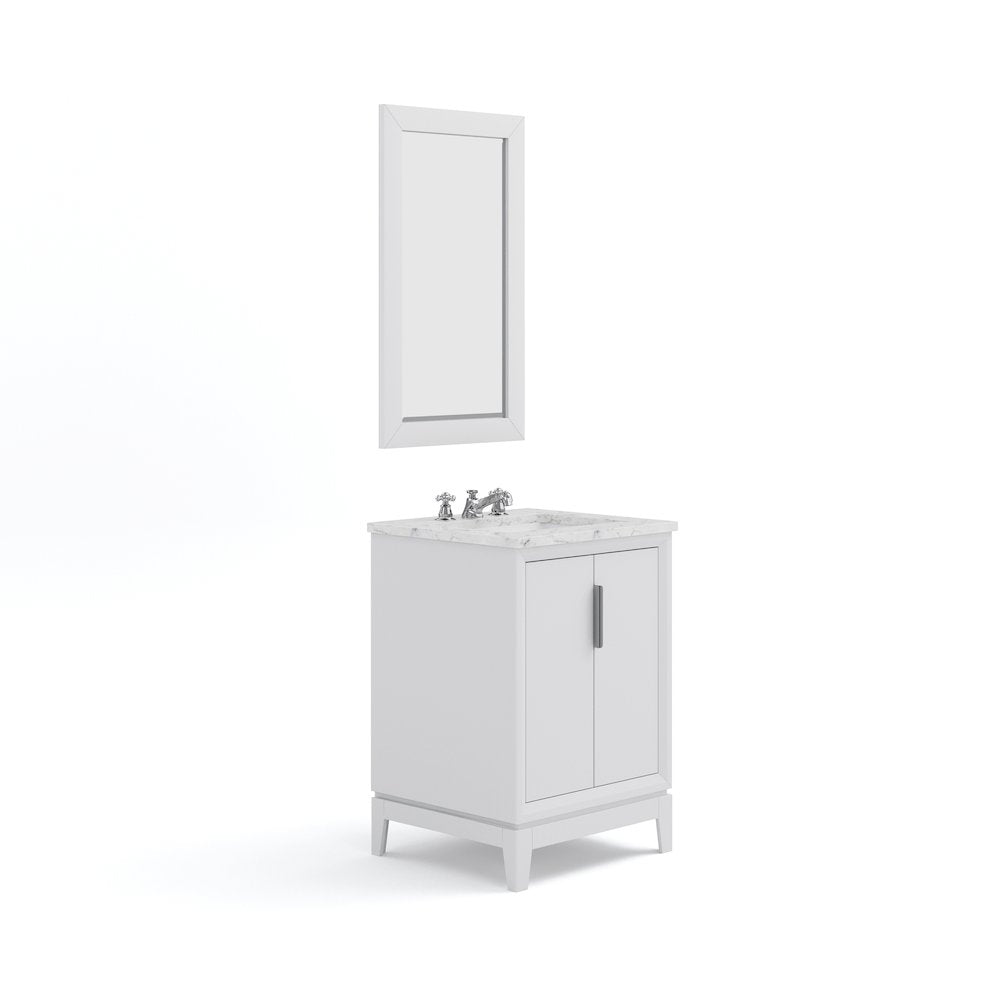 24 In. Single Sink Carrara White Marble Countertop Bath Vanity In Pure White
