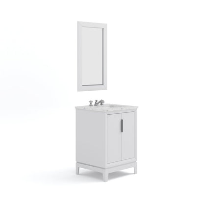 24 In. Single Sink Carrara White Marble Countertop Bath Vanity In Pure White