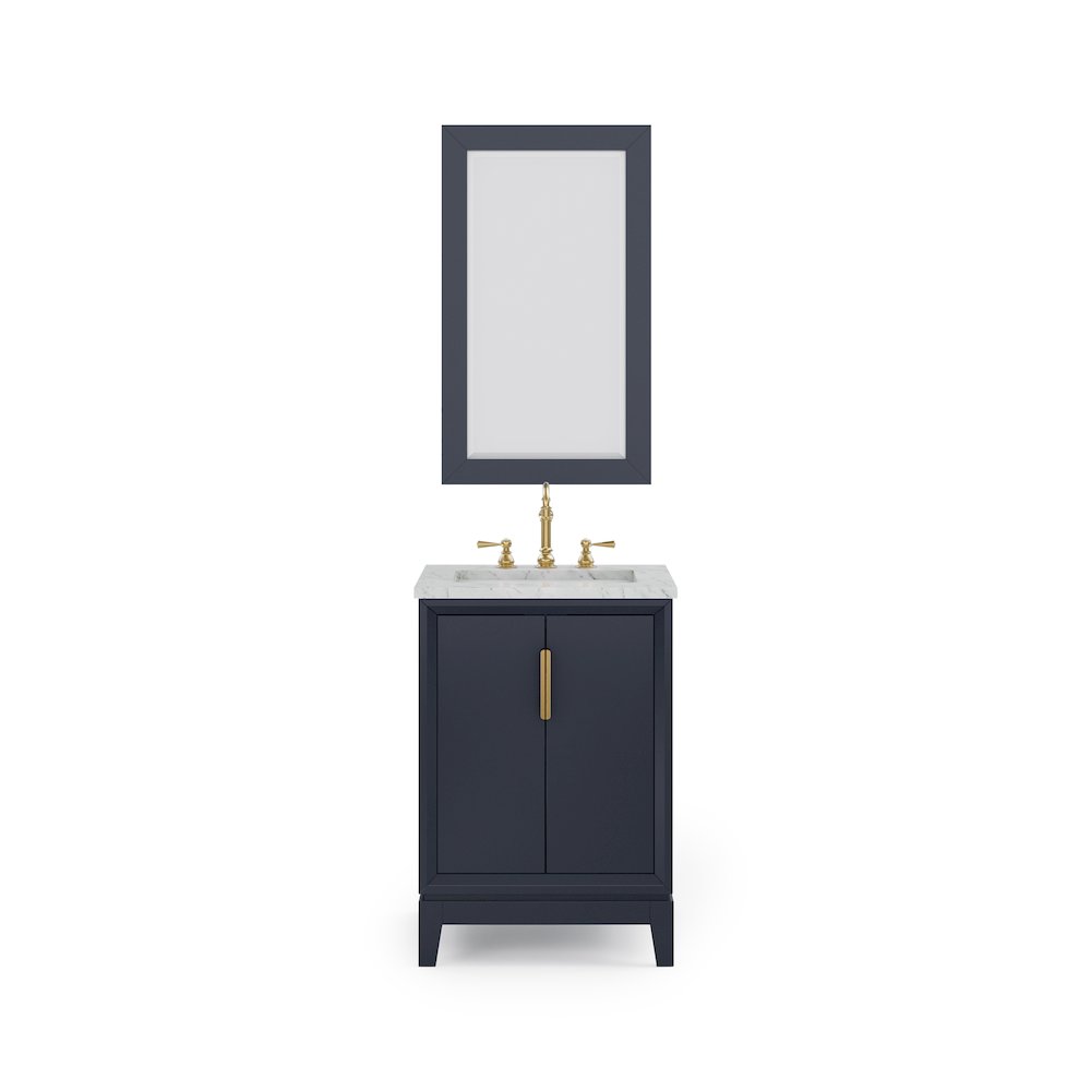 24 In. Single Sink Carrara White Marble Countertop Bath Vanity In Monarch Blue