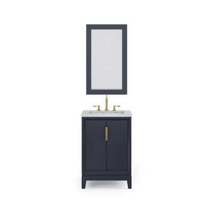 24 In. Single Sink Carrara White Marble Countertop Bath Vanity In Monarch Blue
