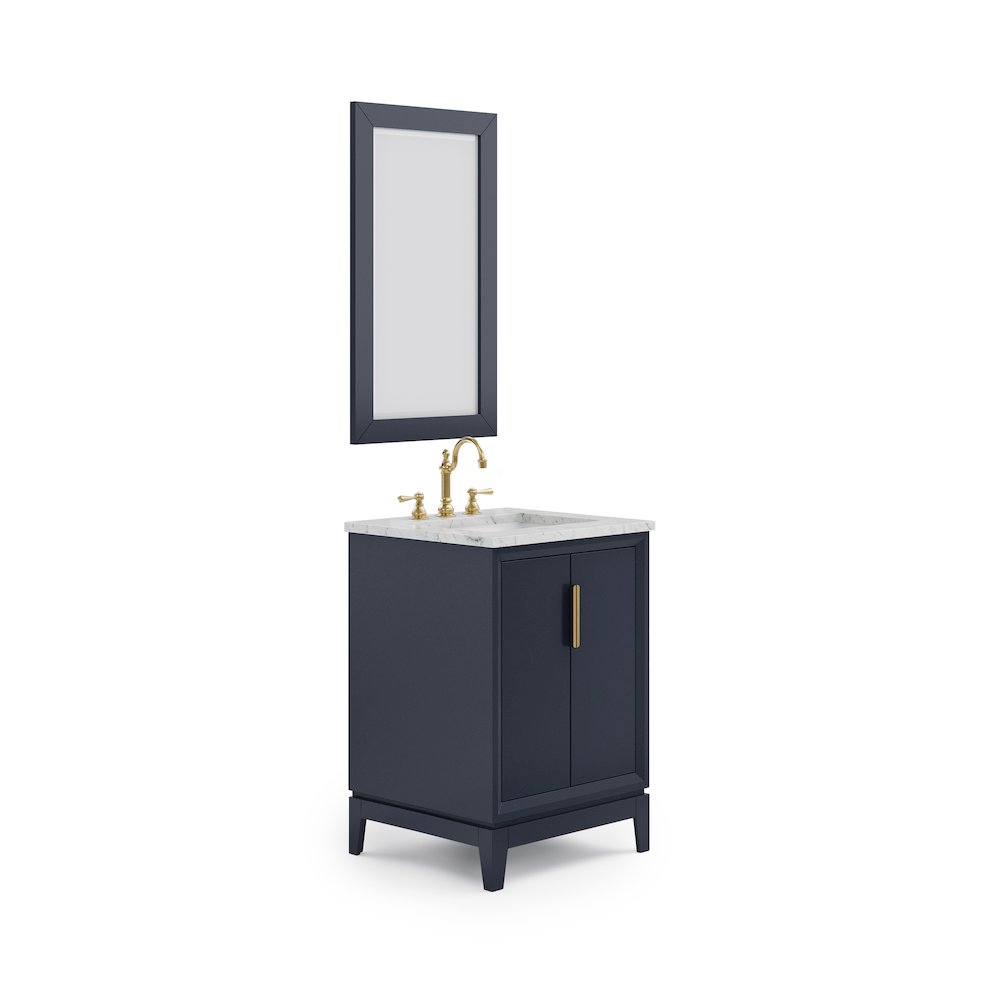 24 In. Single Sink Carrara White Marble Countertop Bath Vanity In Monarch Blue