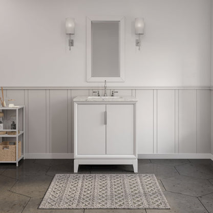 30 In. Single Sink Carrara White Marble Countertop Bath Vanity In Pure White