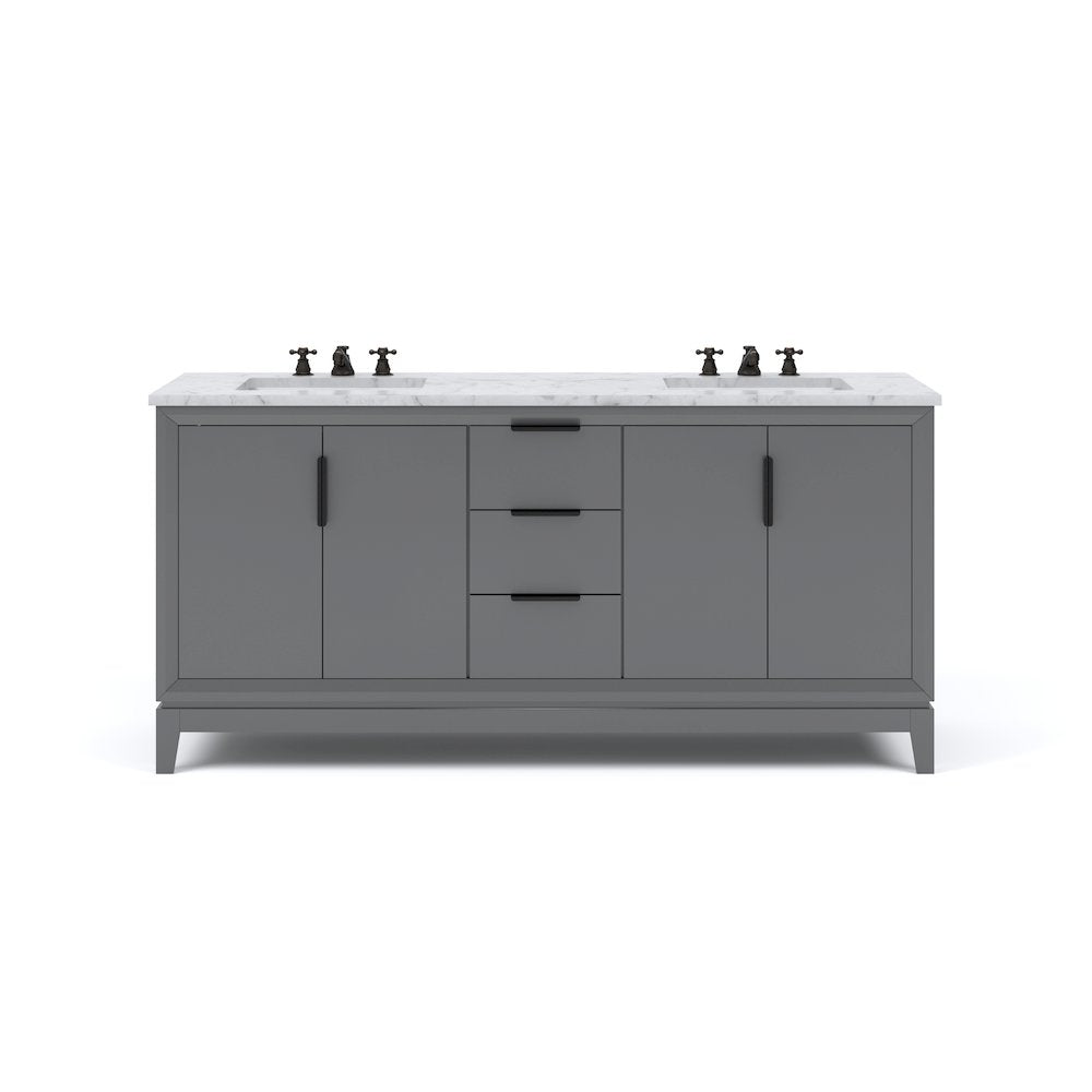 72 In. Double Sink Carrara White Marble Countertop Bath Vanity In Cashmere Grey
