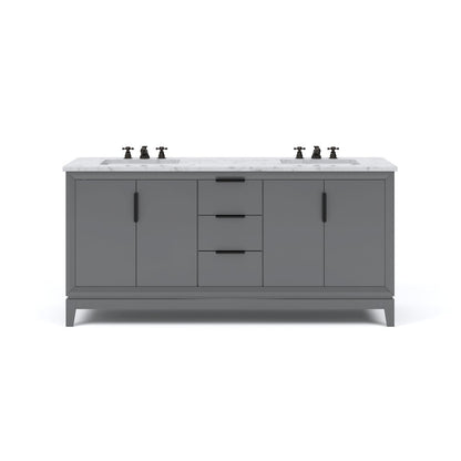 72 In. Double Sink Carrara White Marble Countertop Bath Vanity In Cashmere Grey