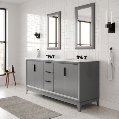 72 In. Double Sink Carrara White Marble Countertop Bath Vanity In Cashmere Grey