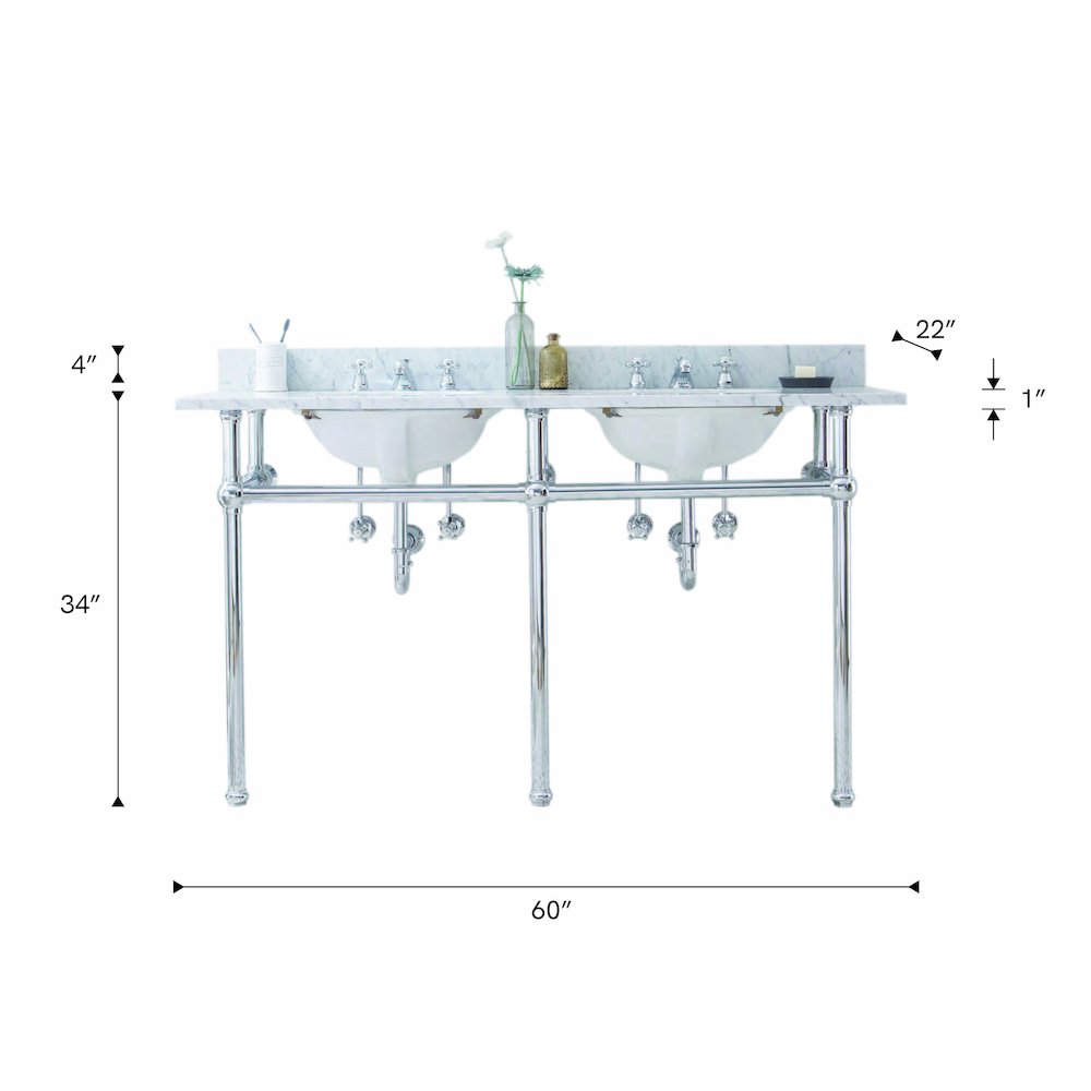 60 In. W. Double Wash Stand and P-Trap in Chrome Finish