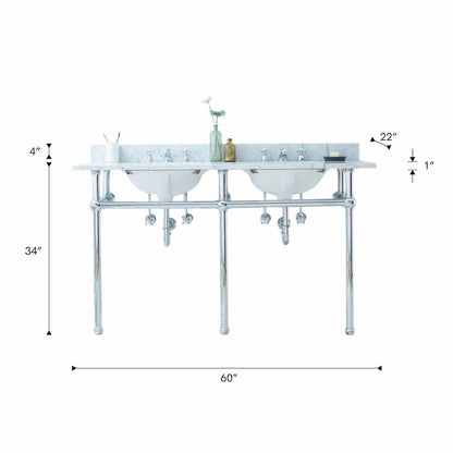 60 In. W. Double Wash Stand and P-Trap in Chrome Finish