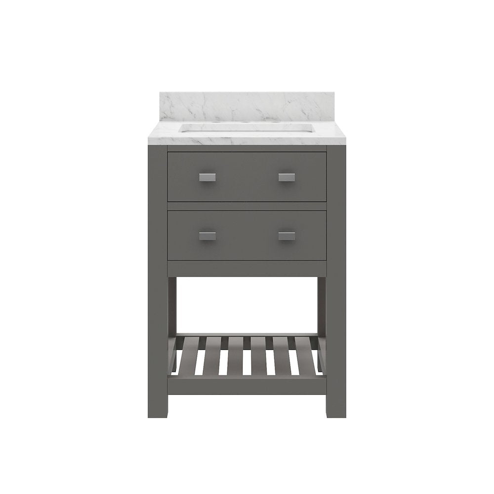 Madalyn 24 In. Single Sink Carrara White Marble Countertop Bath Vanity