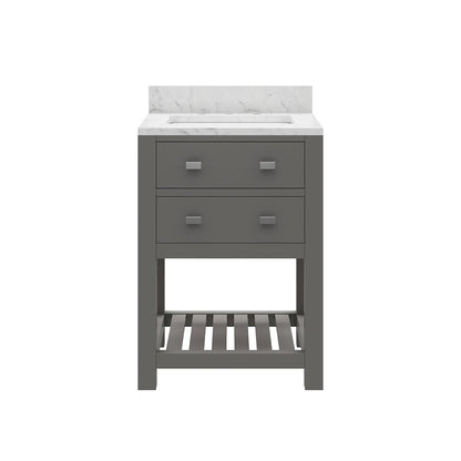 Madalyn 24 In. Single Sink Carrara White Marble Countertop Bath Vanity