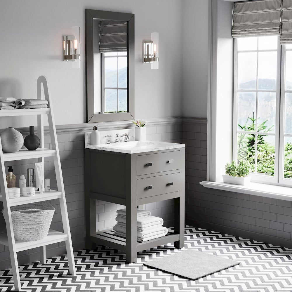 Madalyn 24 In. Single Sink Carrara White Marble Countertop Bath Vanity