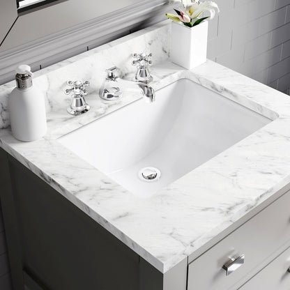 Madalyn 24 In. Single Sink Carrara White Marble Countertop Bath Vanity