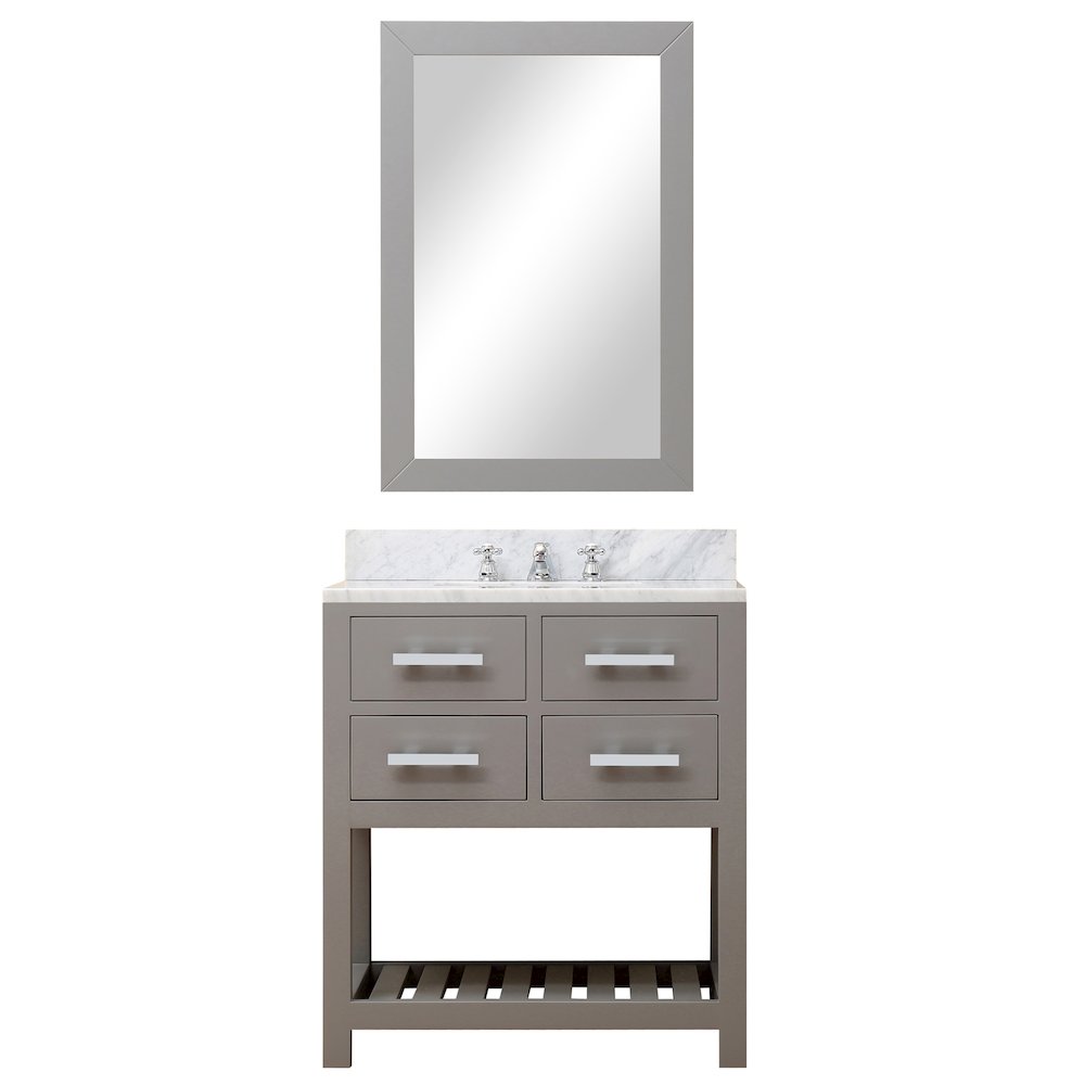 Madalyn 30 In. Single Sink Carrara White Marble Countertop Bath Vanity