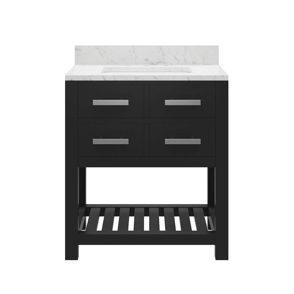 Madalyn 30 In. Single Sink Carrara White Marble Countertop Bath Vanity