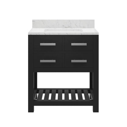 Madalyn 30 In. Single Sink Carrara White Marble Countertop Bath Vanity