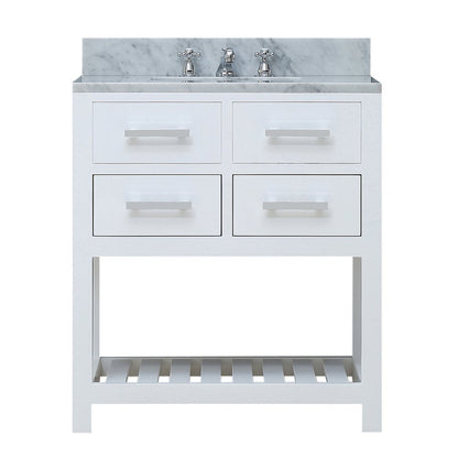Madalyn 30 In. Single Sink Carrara White Marble Countertop Bath Vanity