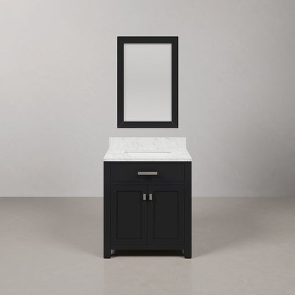 Madison 30 In. Single Sink Carrara White Marble Countertop Bath Vanity