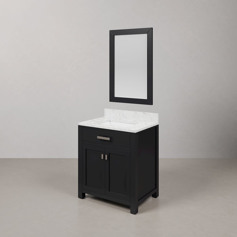 Madison 30 In. Single Sink Carrara White Marble Countertop Bath Vanity