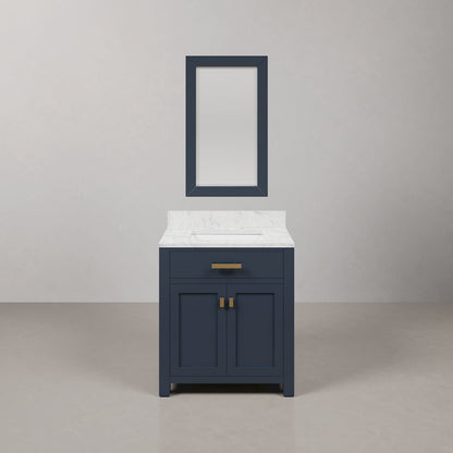 Madison 30 In. Single Sink Carrara White Marble Countertop Bath Vanity