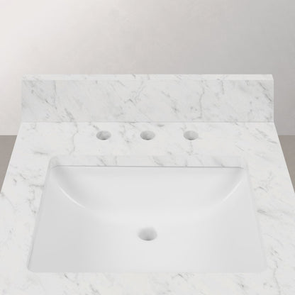Madison 30 In. Single Sink Carrara White Marble Countertop Bath Vanity