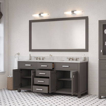 Madison 72 In. Double Sink Carrara White Marble Countertop Bath Vanity
