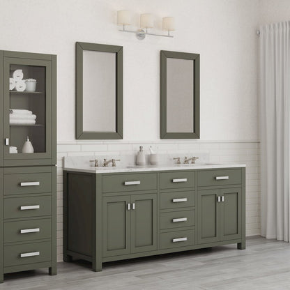 Madison 72 In. Double Sink Carrara White Marble Countertop Bath Vanity