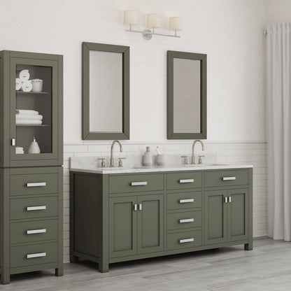 Madison 72 In. Double Sink Carrara White Marble Countertop Bath Vanity