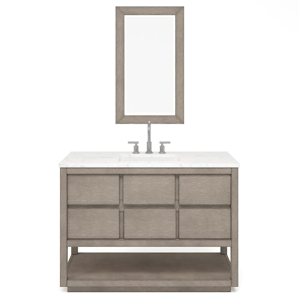 Oakman 48 In. Single Sink Carrara White Marble Countertop Bath Vanity