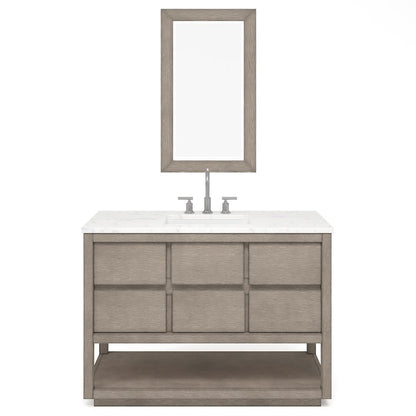 Oakman 48 In. Single Sink Carrara White Marble Countertop Bath Vanity