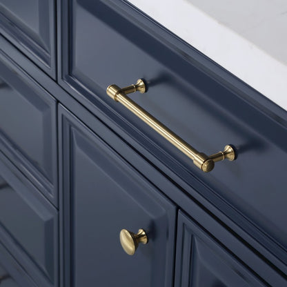 Palace 72 In. Double Sink Carrara Quartz Countertop Bath Vanity in Monarch Blue