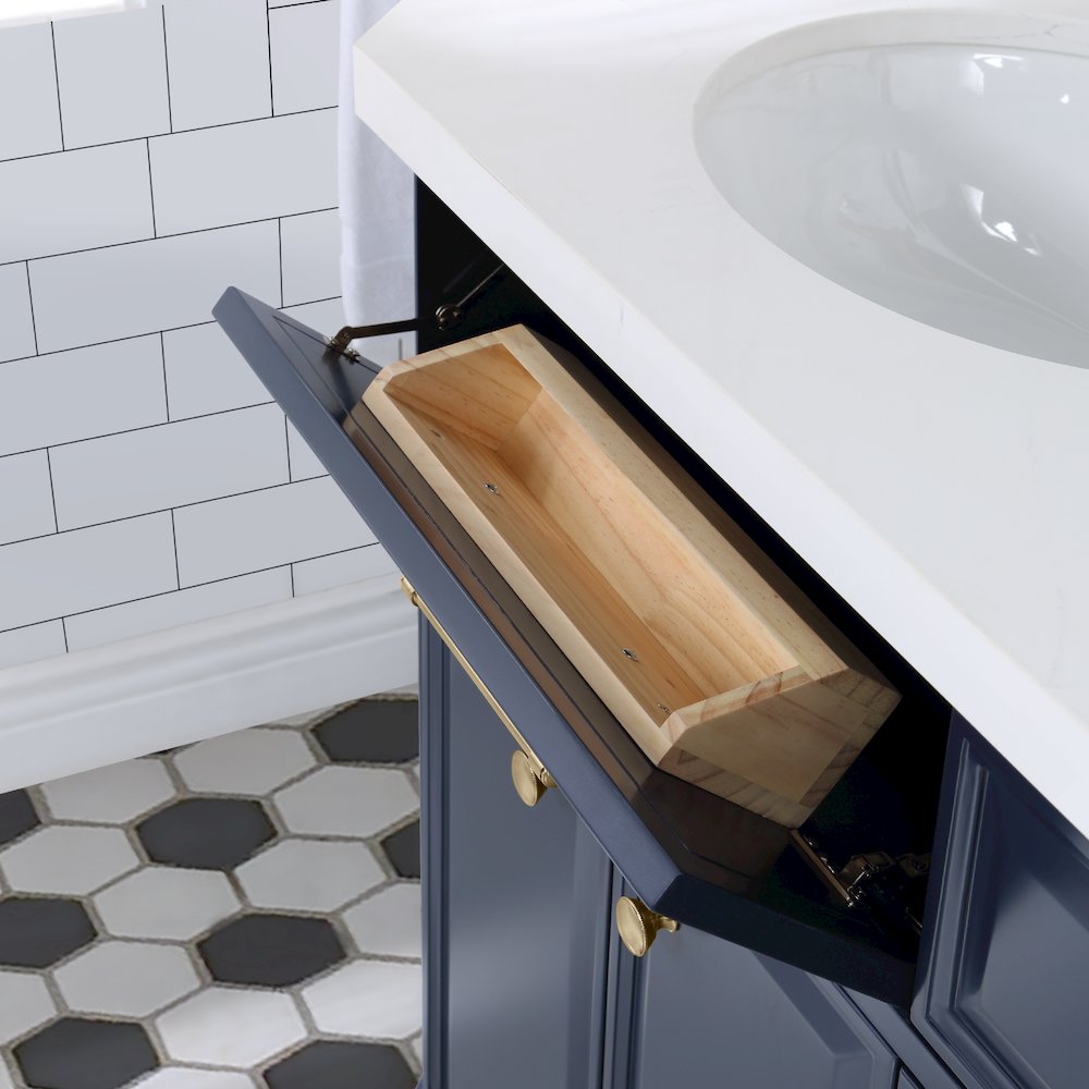 Palace 72 In. Double Sink Carrara Quartz Countertop Bath Vanity in Monarch Blue
