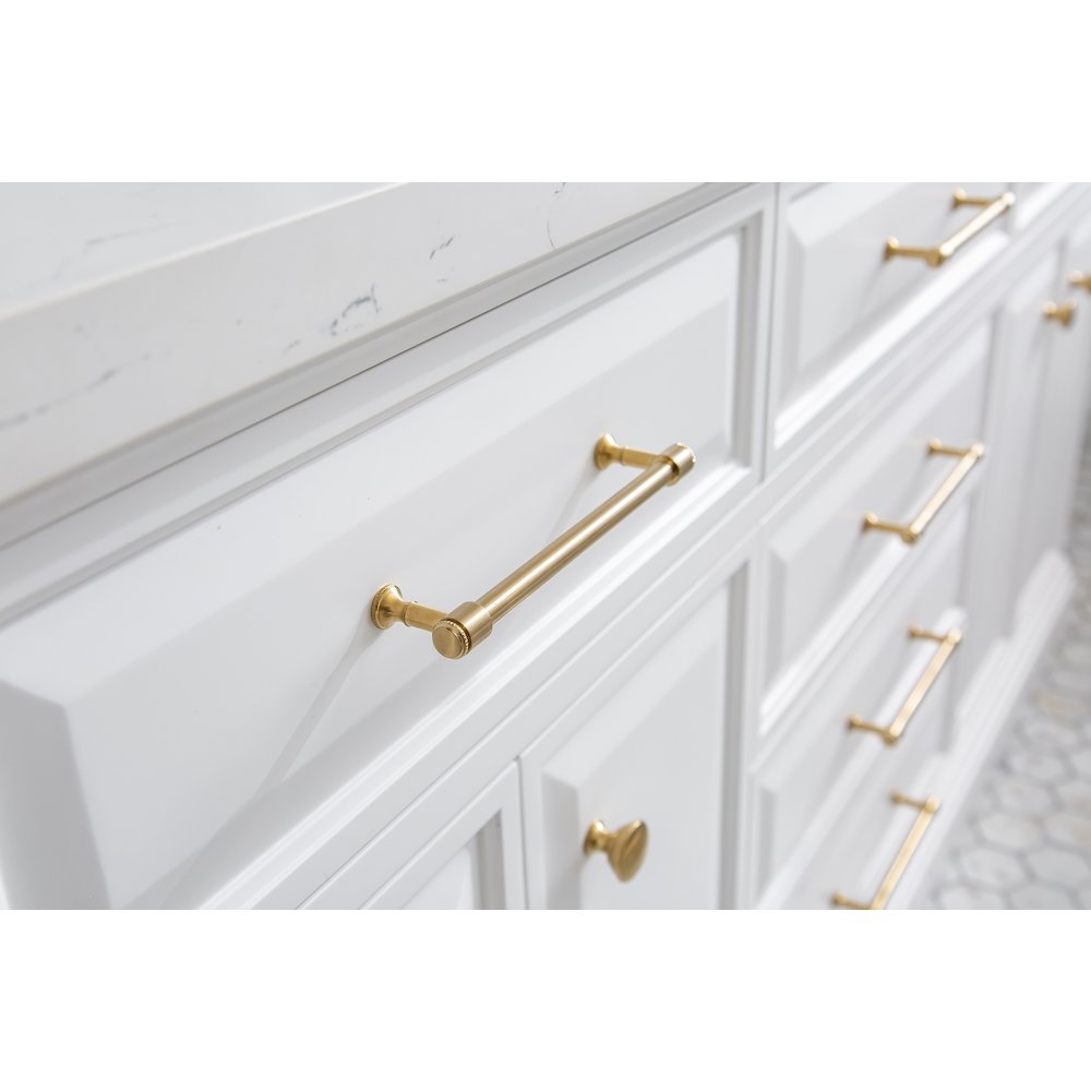 Palace 72 In. Double Sink Carrara Quartz Countertop Bath Vanity in Pure White