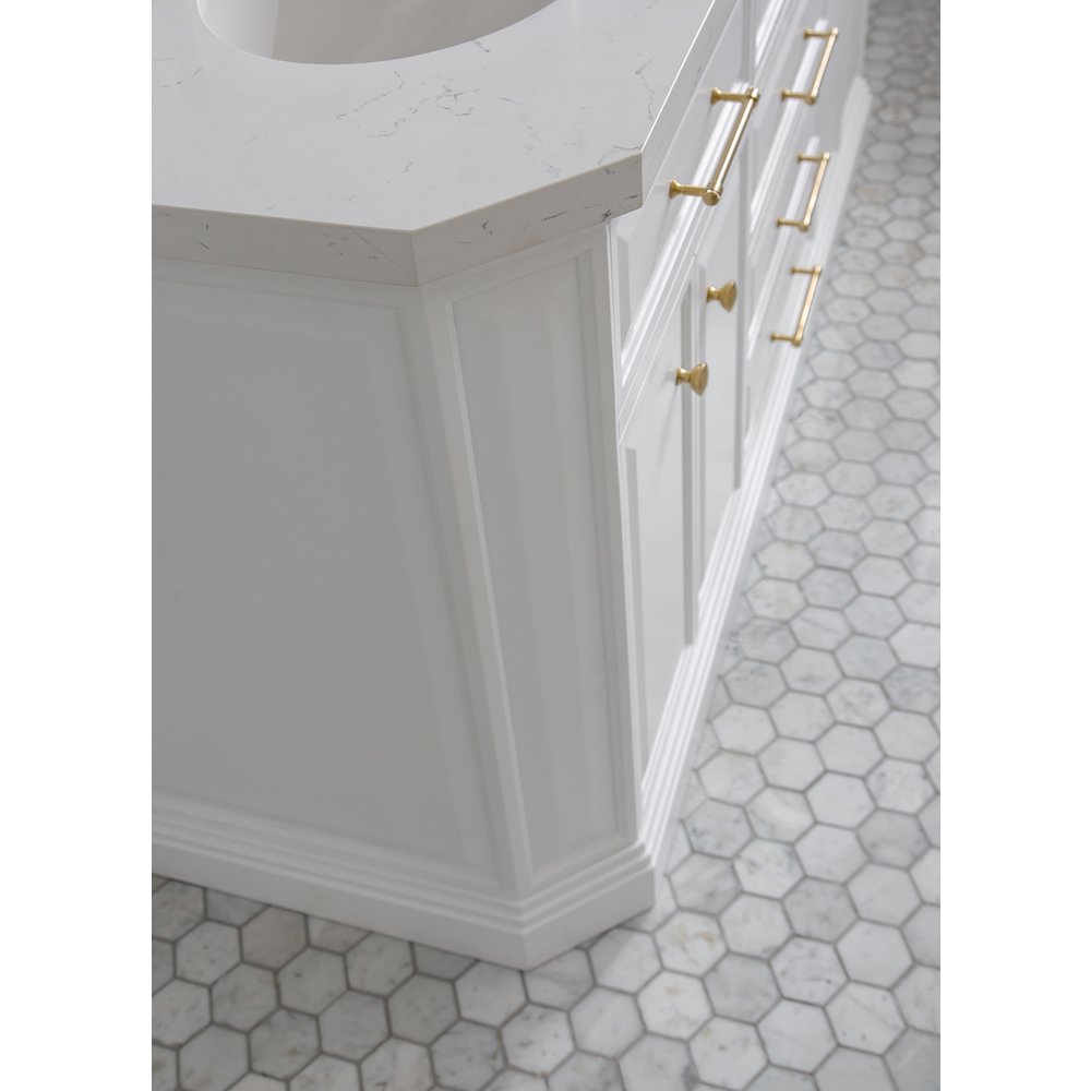 Palace 72 In. Double Sink Carrara Quartz Countertop Bath Vanity in Pure White