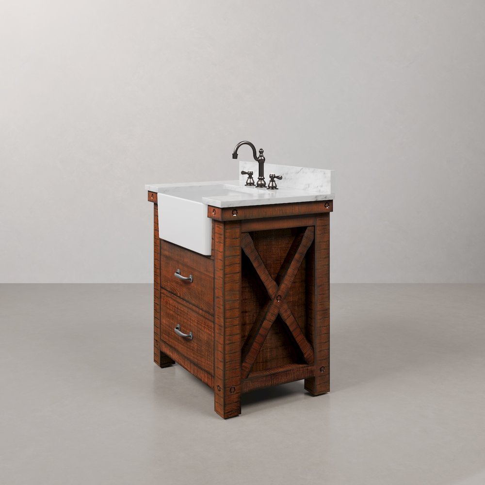 Paisley 30 In. Single Sink Carrara White Marble Countertop Bath Vanity