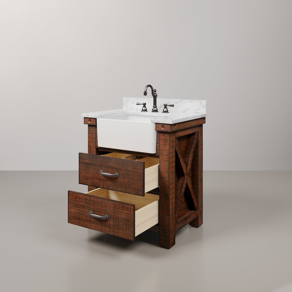 Paisley 30 In. Single Sink Carrara White Marble Countertop Bath Vanity