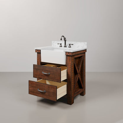 Paisley 30 In. Single Sink Carrara White Marble Countertop Bath Vanity