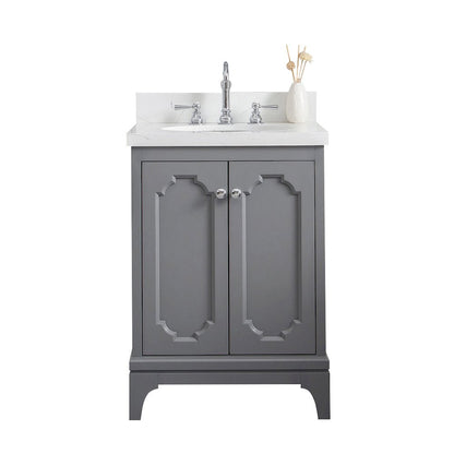 Queen 24 In. Single Sink Sink Carrara Quartz Countertop Bath Vanity
