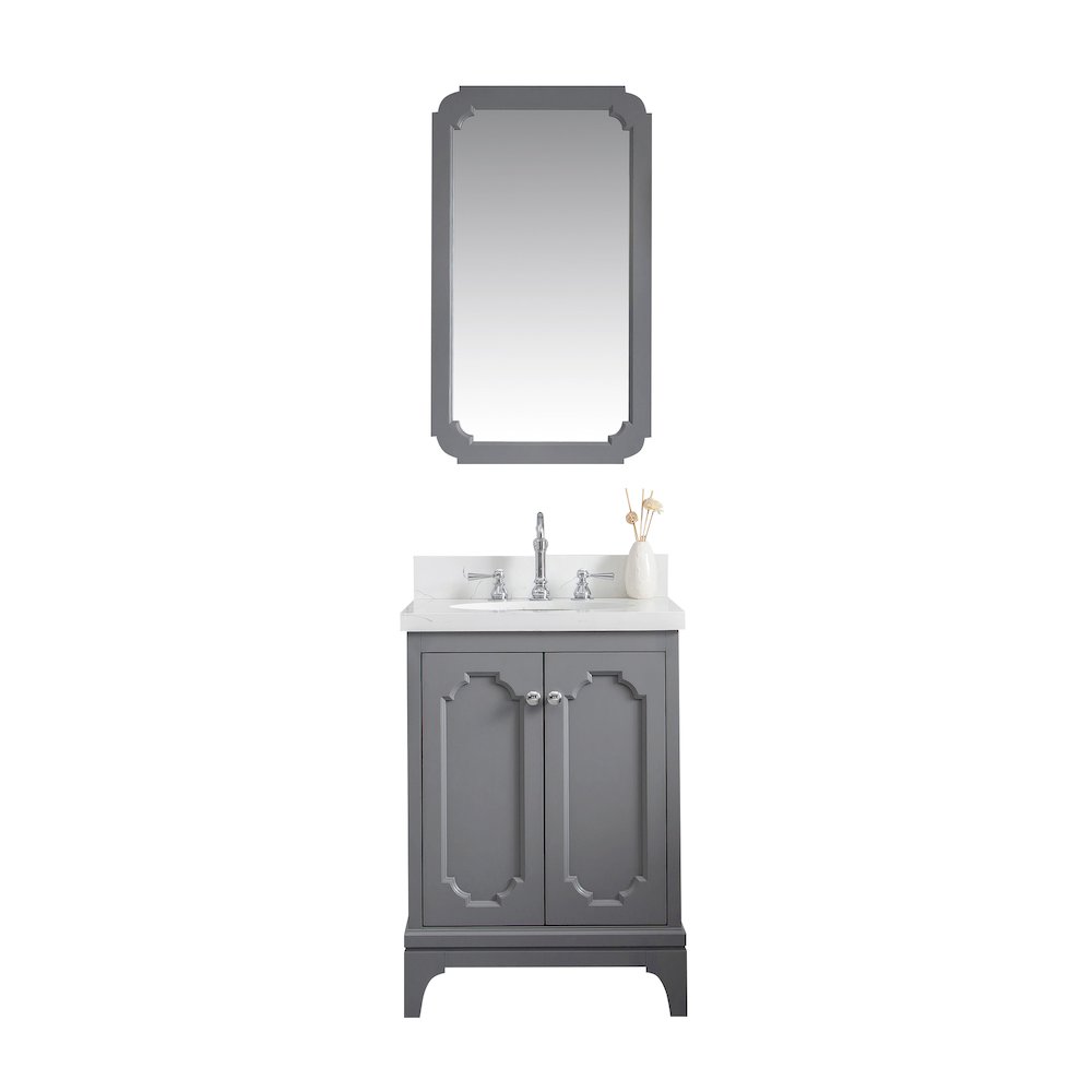 Queen 24 In. Single Sink Sink Carrara Quartz Countertop Bath Vanity