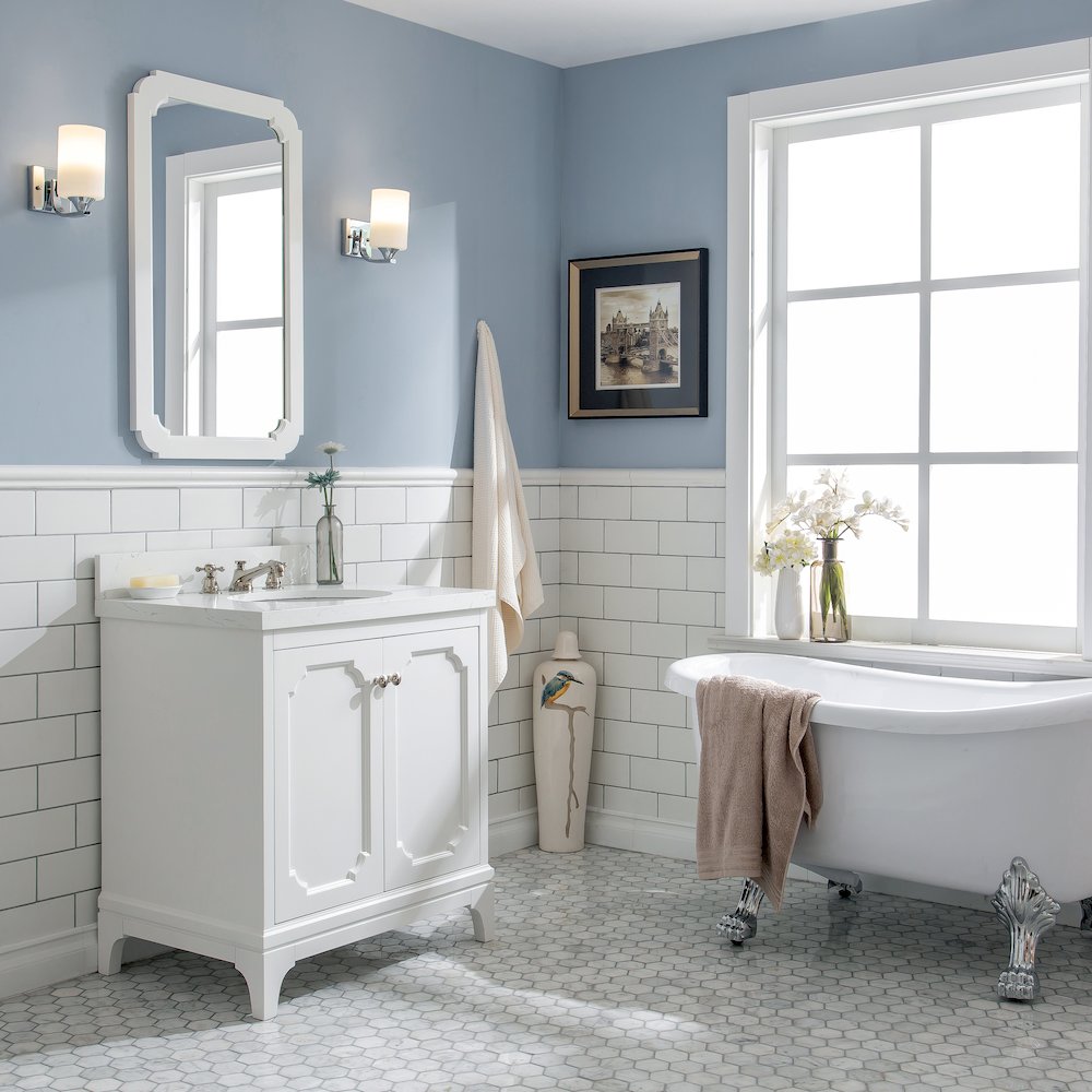 Queen 30 In. Single Sink Sink Carrara Quartz Countertop Bath Vanity