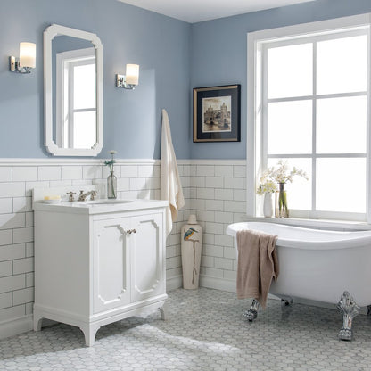 Queen 30 In. Single Sink Sink Carrara Quartz Countertop Bath Vanity