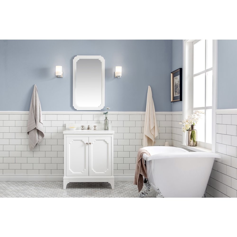 Queen 30 In. Single Sink Sink Carrara Quartz Countertop Bath Vanity