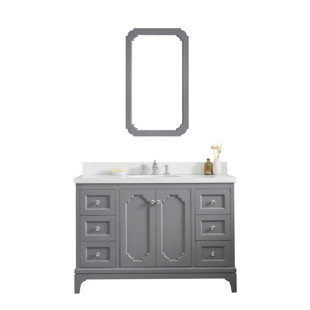 Queen 48 In. Single Sink Sink Carrara Quartz Countertop Bath Vanity