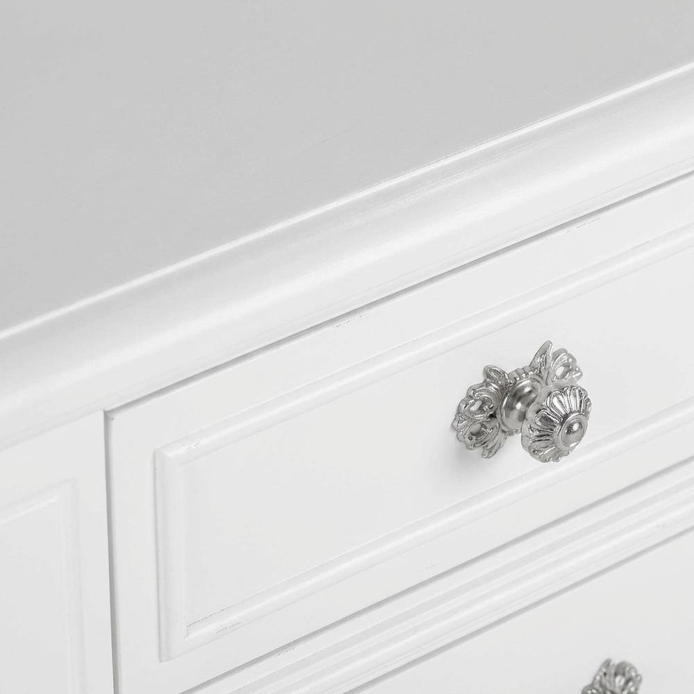 Elegant White Nightstand with Three Drawers for Bedroom Storage