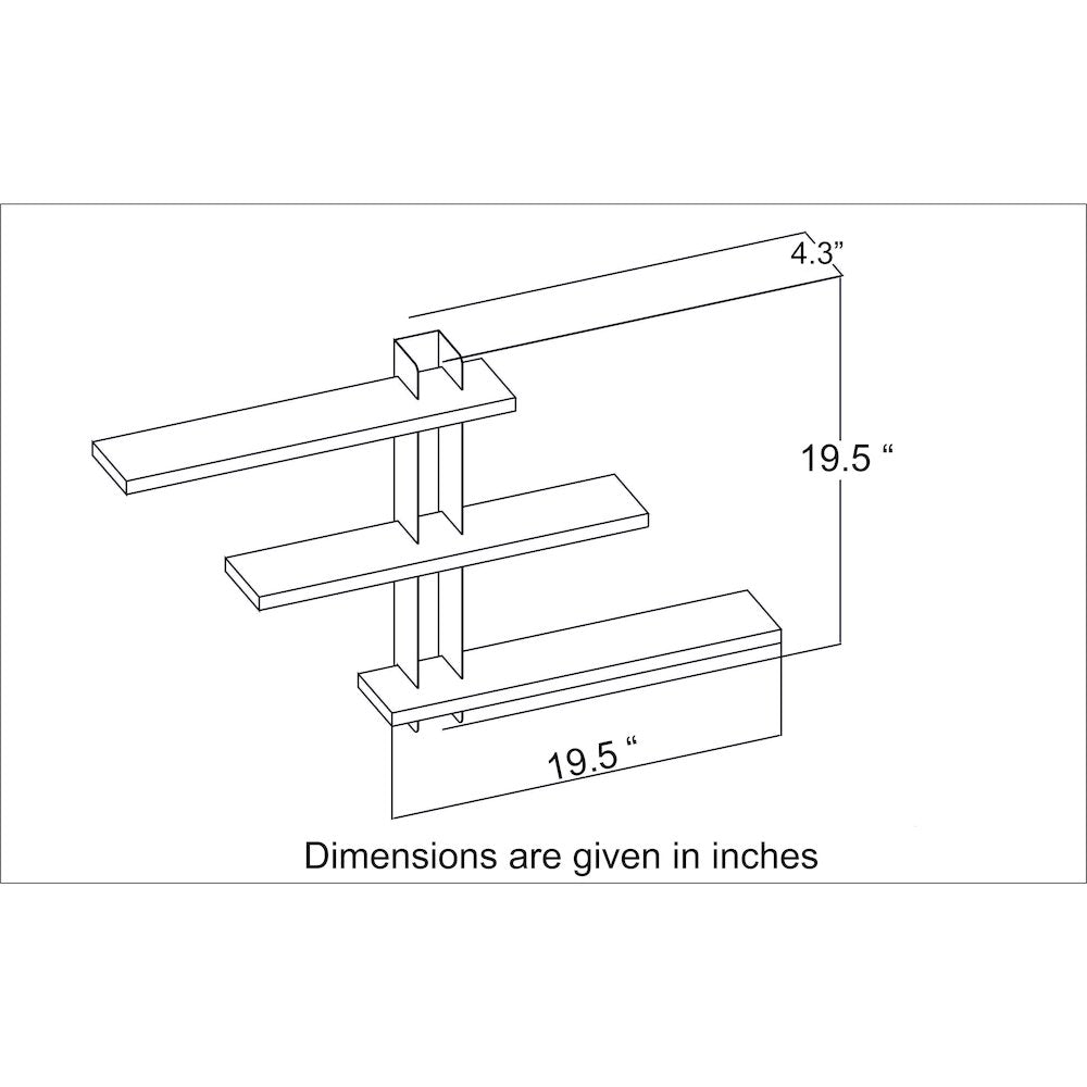 Mita 19'' Adjustable Metal Wood Wall Shelf - White & Gold