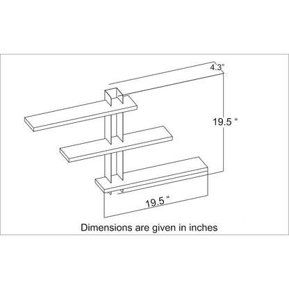 Mita 19'' Adjustable Metal Wood Wall Shelf - White & Gold