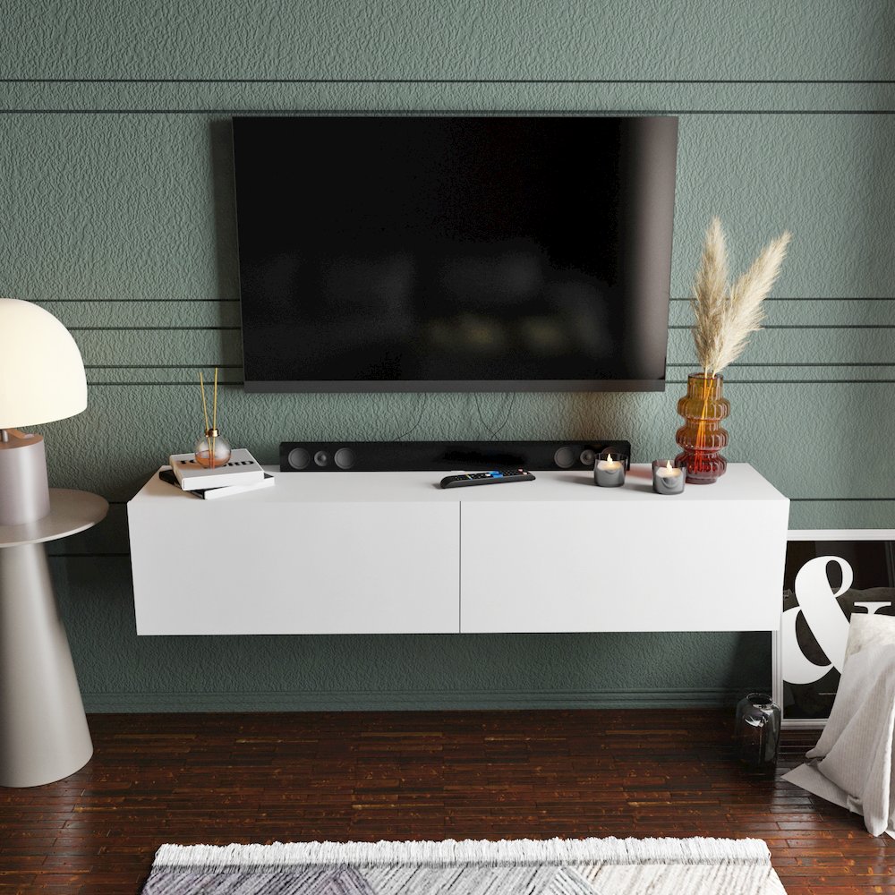 Poling Floating Tv Stand - White