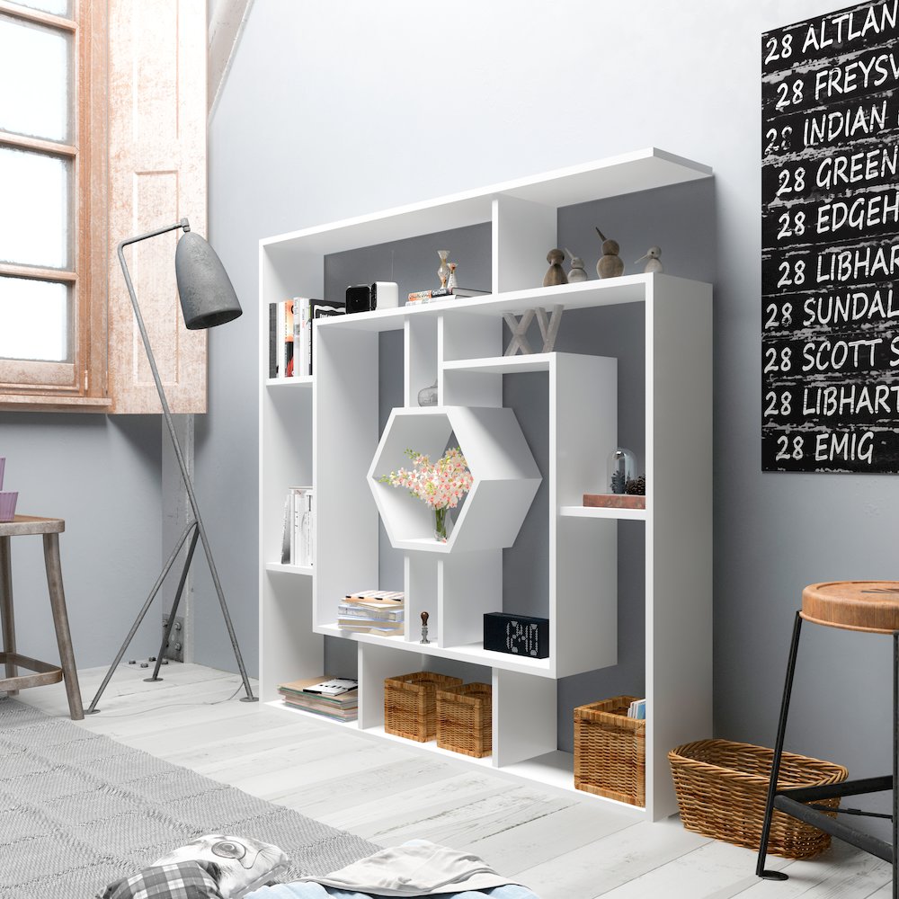 Labrina Bookcase White&White